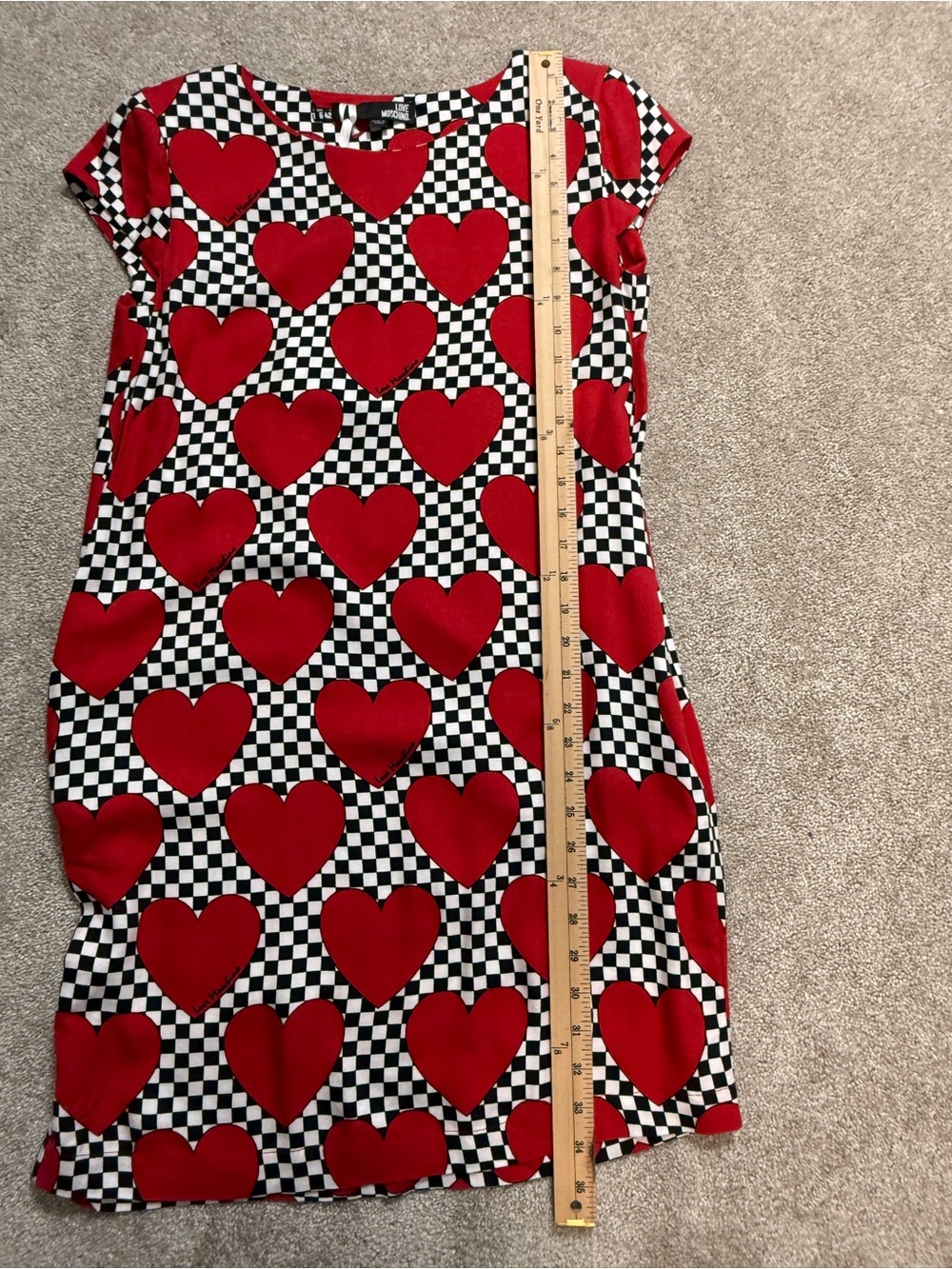 Love Moschino Heart Checkerboard Shift Dress | NWT | Pop Art Graphic | Size 6 - Picture 10 of 16